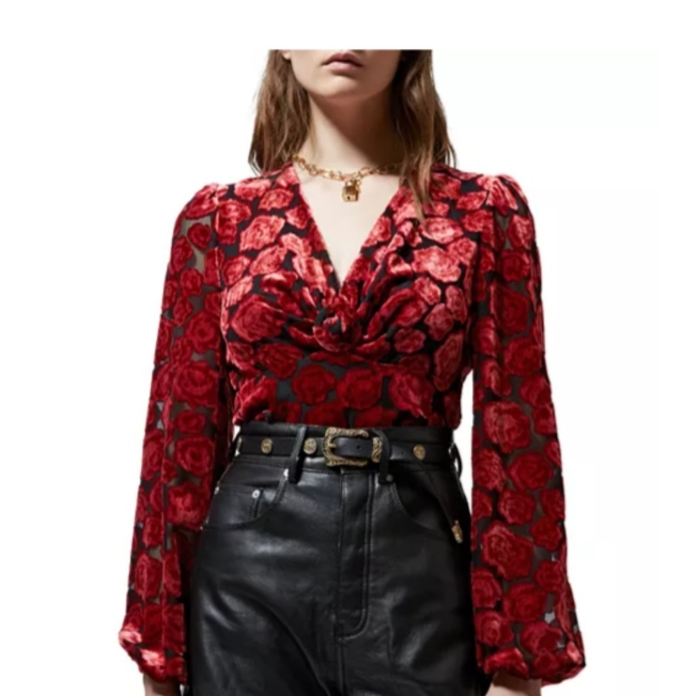 Faded rose burnout top bla26